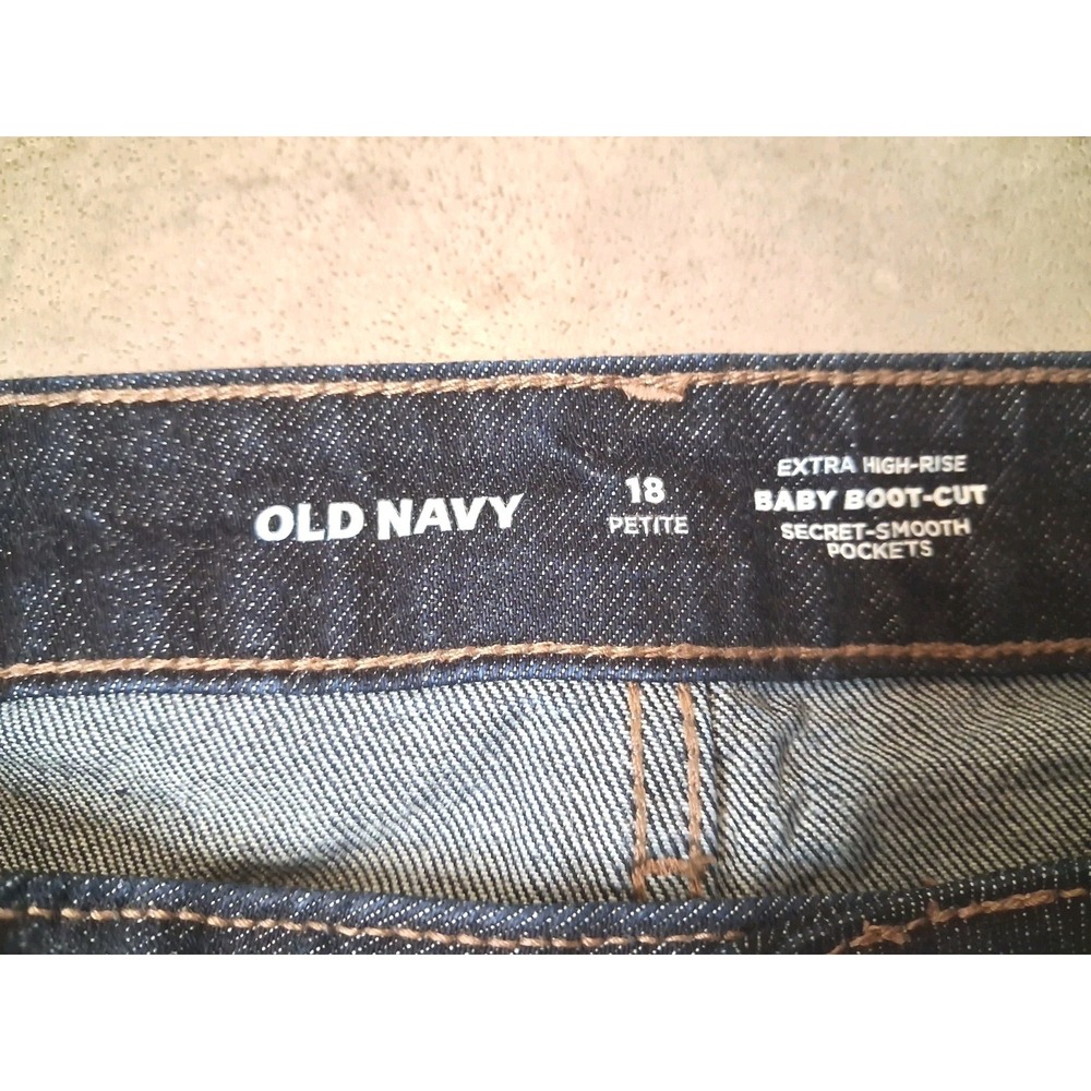 Old Navy Extra High Rise Baby Boot Cut Dark Jeans Size 18 Petite Cowgirl Western - Picture 6 of 10